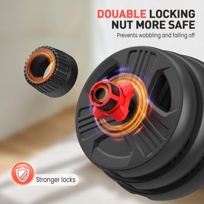Adjustable Dumbbells Set, 20/30/40/60/80lbs Free Weight Set with Connector of 2 Convertible to Barbell, Fitness Exercises for Home Gym Suitable Men/Women - Image 7