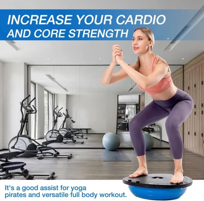 Half Balance Ball Trainer, Half Yoga Exercise Ball with Resistance Bands and Foot Pump, Balance Trainer for Stability Training, Strength Exercise Fitness, Home Gym Workout Equipment - Image 3