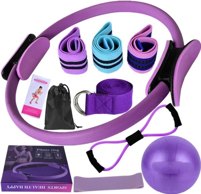 Pilates Kit for Home Workouts,Yoga Sets for Women,with Resistance Bands, Pilates Ring, Ball Guide, Portable Fitness Equipment for Core Strength Stretching & Toning - Image 2