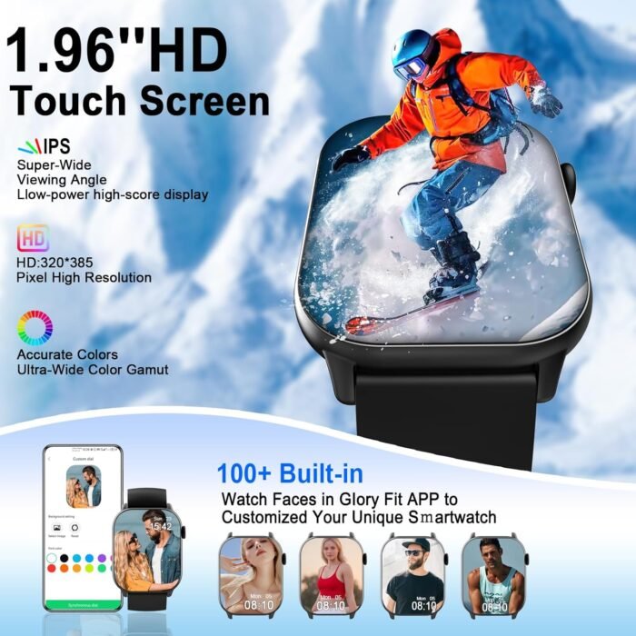 Smart Watch(Answer/Make Call), 1.96" HD Smartwatch for Men Women, 2025 New Fitness Watch with 100+ Sport Modes, Heart Rate/Sleep/SpO2/Calories Monitor, IP68 Waterproof Activity Tracker for Android iOS - Image 3