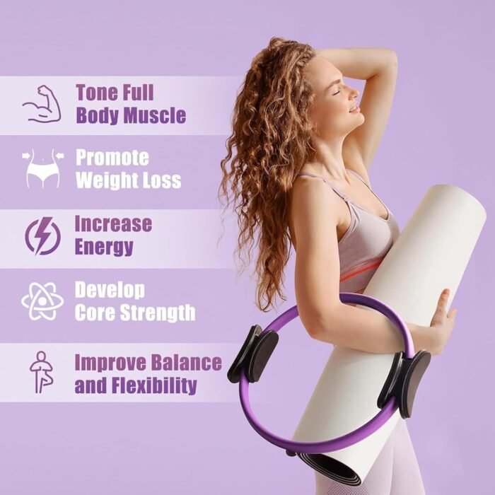 Pilates Essentials Kit for Women,15" Pilates Ring with Double Padded Handles, for Toning Arms, Legs Men and Women - Image 3