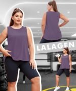 LALAGEN Plus Size Womens Workout Tank Tops Sleeveless Summer Loose Fit Flowy Yoga Athletic Running Shirts - Image 4