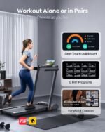 2 in 1 Folding Treadmills for Home Small Office, 2.5HP Walking Pad Treadmill with Handle Bar, 300lbs Capacity, Copmact Protable Treadmill with Smart APPs, 12 HIIT Modes and Touch Screen - Image 4