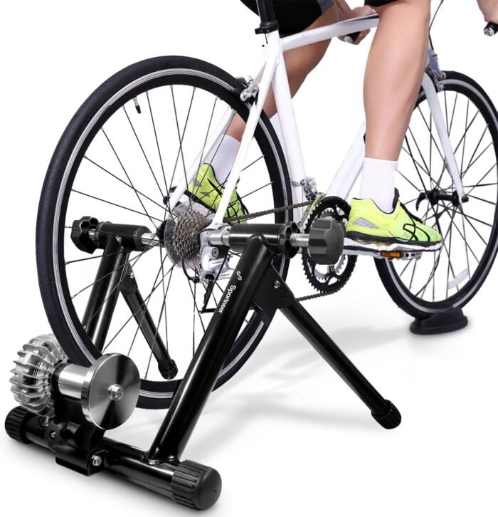 Sportneer Bike Trainer - Fluid Stationary Bike Stand for 26-29" & 700C Wheels - Auto Resistance Control Bike Trainer Stand for Indoor Riding with Noise Reduction Wheel for Road Bikes - Image 8