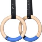 PACEARTH Gymnastics Rings Wooden Olympic Rings 1500/1000lbs with Adjustable Cam Buckle 14.76ft/9ft Long Straps with Scale Non-Slip Gym Rings for Home Gym Full Body Workout - Image 2