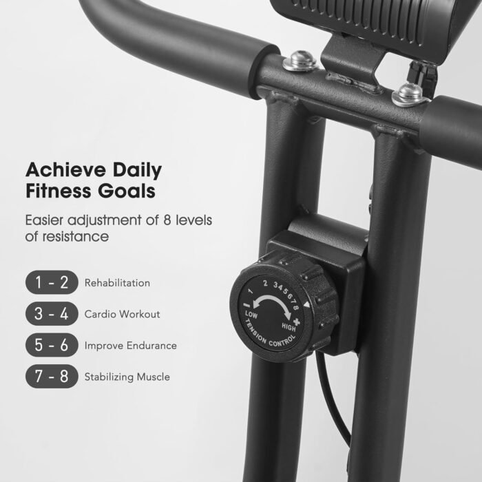 Exercise Bike 3 IN 1 Stationary Bike Folding Exercise Bike with 8-Level Adjustable Resistance Comfortable Seat Cushion LCD Monitor 265 lbs Weight Capacity for Home Gym Workout - Image 4