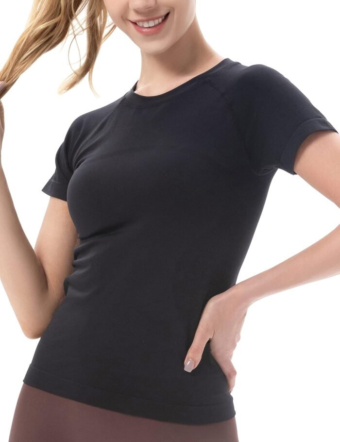 MathCat Workout Shirts for Women Short Sleeve Seamless Yoga Athletic Tees Sports Breathable Gym Athletic Tops - Image 4