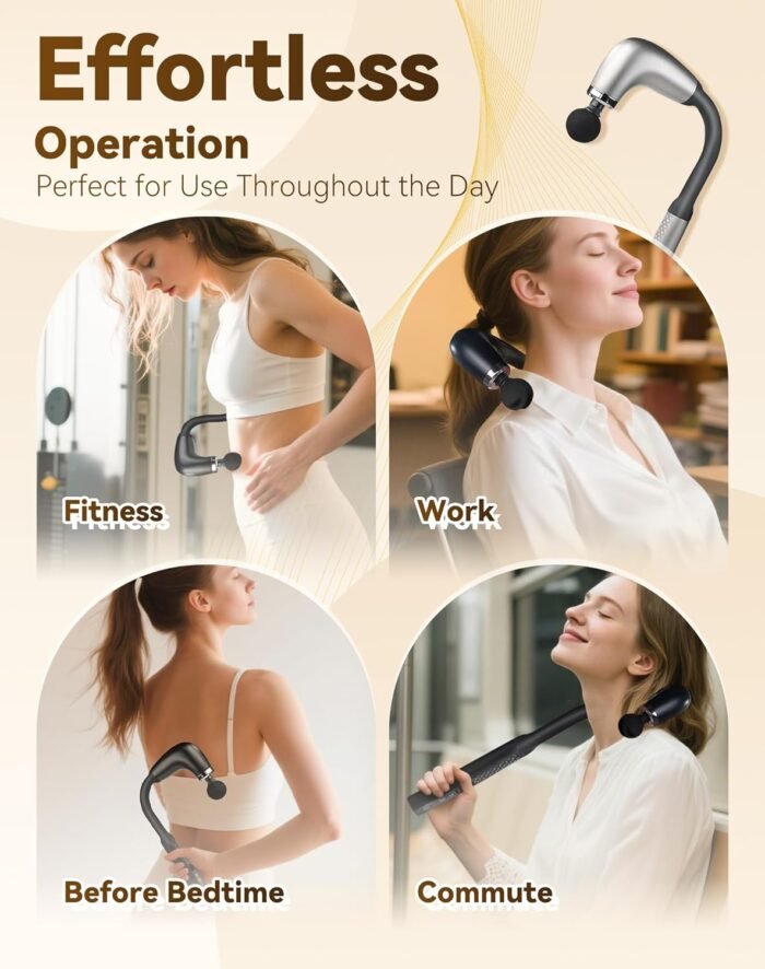 Rocuma Massage Hammer, 2025 Upgraded Massager Hammer with Extension Handle, Portable 10mm Massage Gun Deep Tissue Massager with 4 Heads & 9 Speed Levels, Rocuma for Pain Relief Deep Tissue (Black) - Image 8