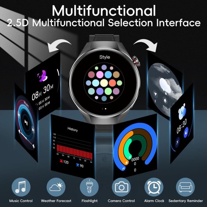 G5 Plus Smart Watch,1.75" AMOLED Always On Display,IP68/IPX8 Waterproof,110+Sports Modes,Blood Oxygen/Heart Rate Monitor,Bluetooth Calling,Sleep Tracker,Custom Watch Faces,Military Grade (Silver) - Image 5