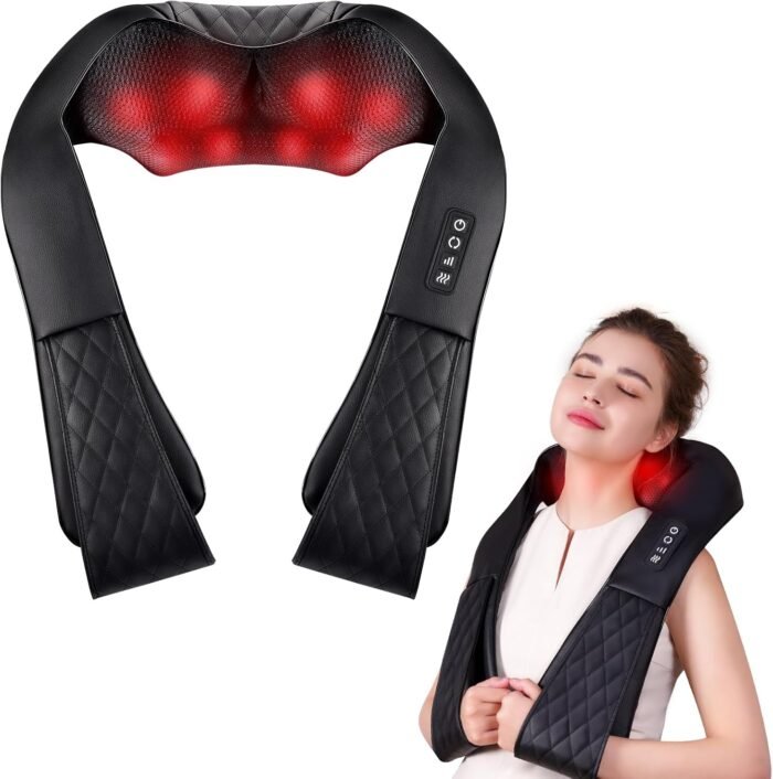 Shiatsu Neck and Back Massager, Neck Massager with Heat for Pain Relief Deep Tissue 4D Kneading Shoulder Massager Pillow for Whole Body Relaxation, Gifts for Mom Dad Women Men, Not Cordless - Image 2