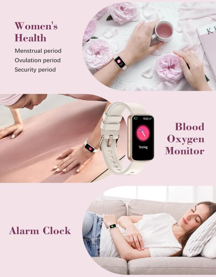 Fitness Watches for Women, LYNN2 Fitness Tracker with Heart Rate Monitor Blood Oxygen/Sleep Tracker Pedometer, Slim Step Tracker Watch for iOS/Android Phones Waterproof Milky White - Image 8