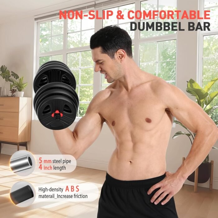 Adjustable Dumbbells Set, 20/30/40/60/80lbs Free Weight Set with Connector of 2 Convertible to Barbell, Fitness Exercises for Home Gym Suitable Men/Women - Image 5