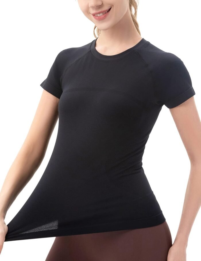 MathCat Workout Shirts for Women Short Sleeve Seamless Yoga Athletic Tees Sports Breathable Gym Athletic Tops - Image 5