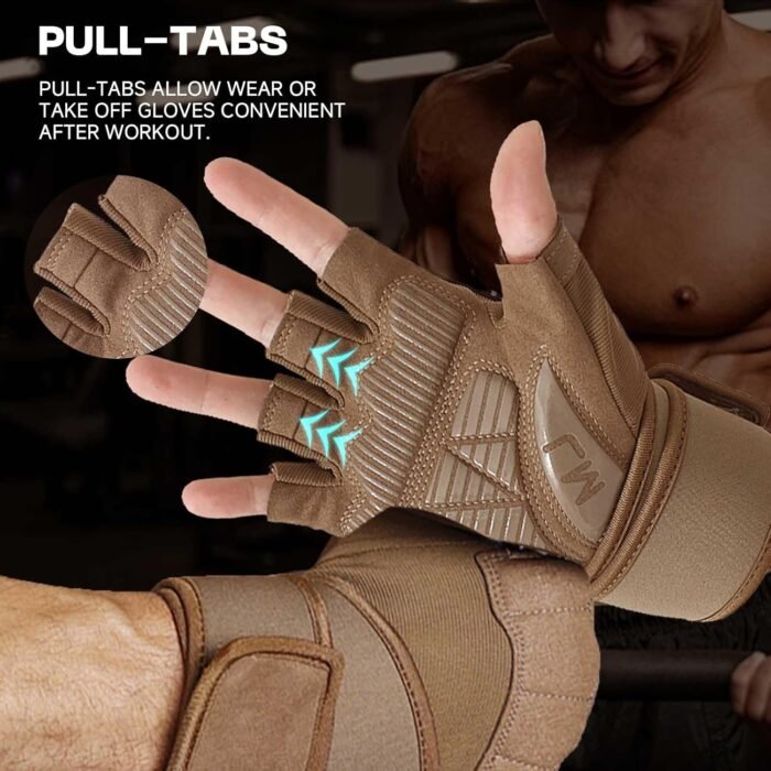Mens Workout Gloves for Weight Lifting - Exercise Gloves for Men Women With Wrist Wrap Support, Palm Protection and Grips - Sport Daily Use - Image 4