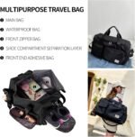 Travel Duffel Tote Bag with Dry Wet Separation Pocket, Weekender Bag for Women and Men,Waterproof Bag with Shoe Compartment Lightweight and Easy Carry on Black - Image 8