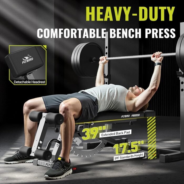 FLYBIRD Strength Training Bench for Home Gym, Adjustable Weight Bench can be Folded for Storage/Vertical Storage, Space-Saving Workout Bench - Image 6