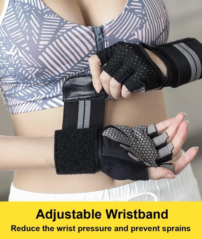 Weightlifting Gym Gloves for Men Women, Breathable Workout Gloves, Anti-Slip Exercise Gloves, Adjustable Wrist Support, Full Palm Protection, Lightweight - Image 4
