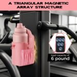 Magnetic Gym Sling Bag with Bottle holder for Men or Women |24 32 40 oz or diameter 3.9" Bottle holder| 6 pound magnetic force | Waterproof zipper | Airtag holder | Key chain (pink) - Image 3