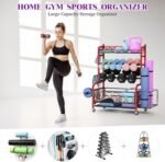 Dumbbell Rack, VOPEAK Weight Rack for Home Gym, Home Gym Storage Rack for Yoga Mat Kettlebells and Strength Training Equipment, Weight Storage Rack for Dumbbells with Wheels - Image 3