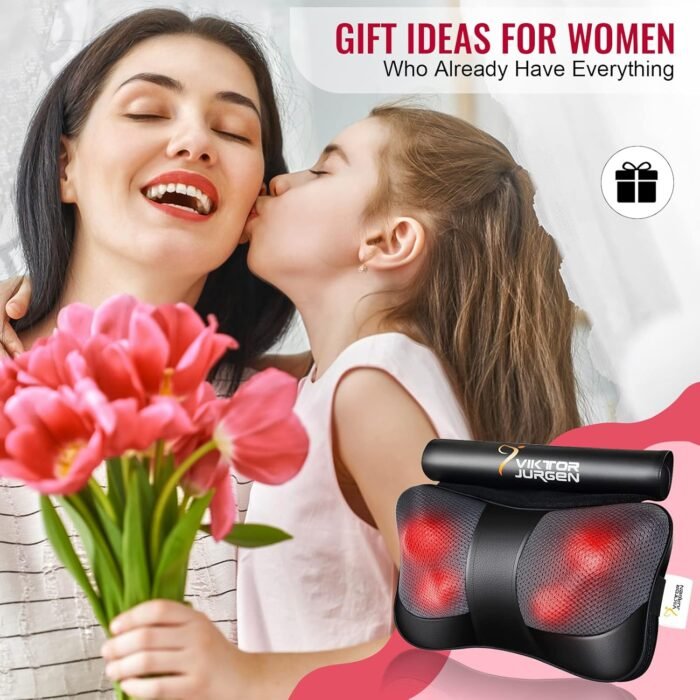 VIKTOR JURGEN Mothers Day Back Massager Gifts, Shiatsu Kneading Massager for Neck and Shoulder, Massage Pillow with Heat Relaxation Gifts for Women/Men/Dad/Mom/Fathers Day/Christmas - Image 7