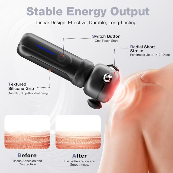 HYAKO SE Muscle Therapy Massage Gun - Deep Tissue Vibration Massager, Non-Invasive Design for Full-Body Care, Pain Relief for Back, Neck, Leg, Shoulder – Gifts for Men and Women (Black) - Image 5