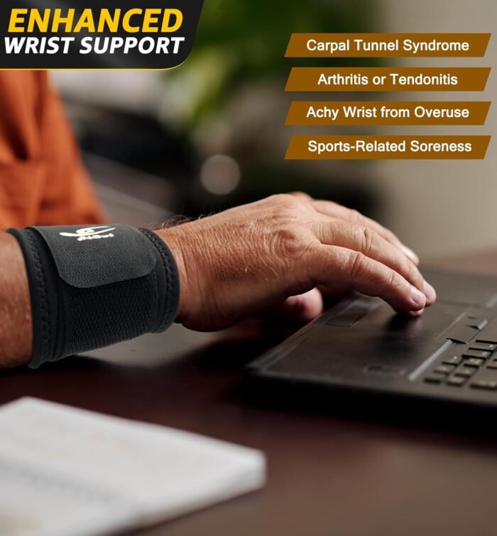 HiRui 2 PACK Wrist Compression Strap and Wrist Brace Sport Wrist Support for Fitness, Weightlifting, Tendonitis, Carpal Tunnel Arthritis, Pain Relief-Wear Anywhere-Unisex,Adjustable - Image 7