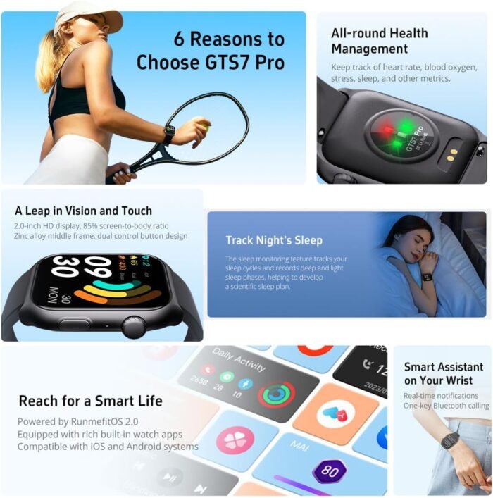 Fitness Tracker, Smart Watch with 24/7 Heart Rate Sleep Tracker with Calorie Step Counter Multi-Function, IP68 Waterproof Activity Tracker for Women Men Android iOS (Black) - Image 4