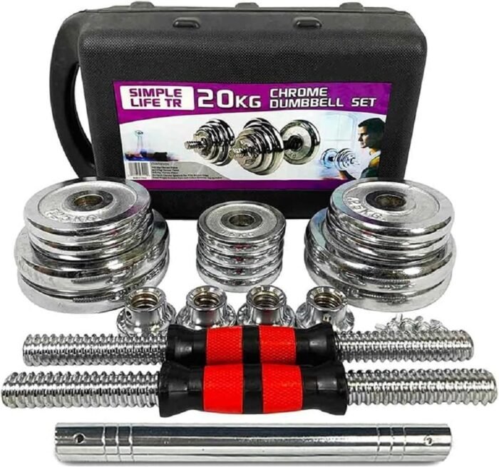 Adjustable Dumbbell Set 44lbs Home Gym Cast Iron Barbell Sets with Carry Box, Office Bedroom Workout Dumbbells for Men, Women, Sold as A Pair., Silver - Image 3