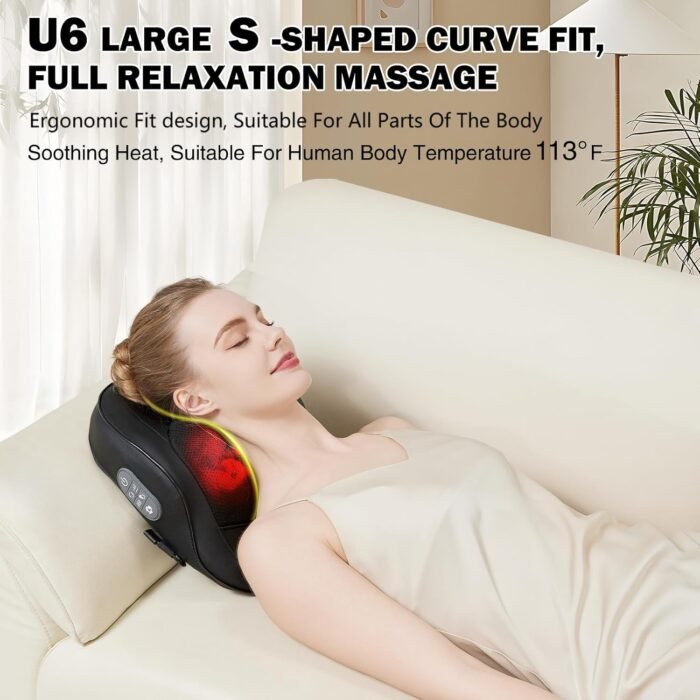 Rechargeable Back and Neck Massager with Heat,U6 New Upgrade Back Massager for Pain Relief Deep Tissue,4D Massage Heads,20 Massage Contacts for Neck,Shoulder,Legs,Foot,Gifts for Women Men - Image 3