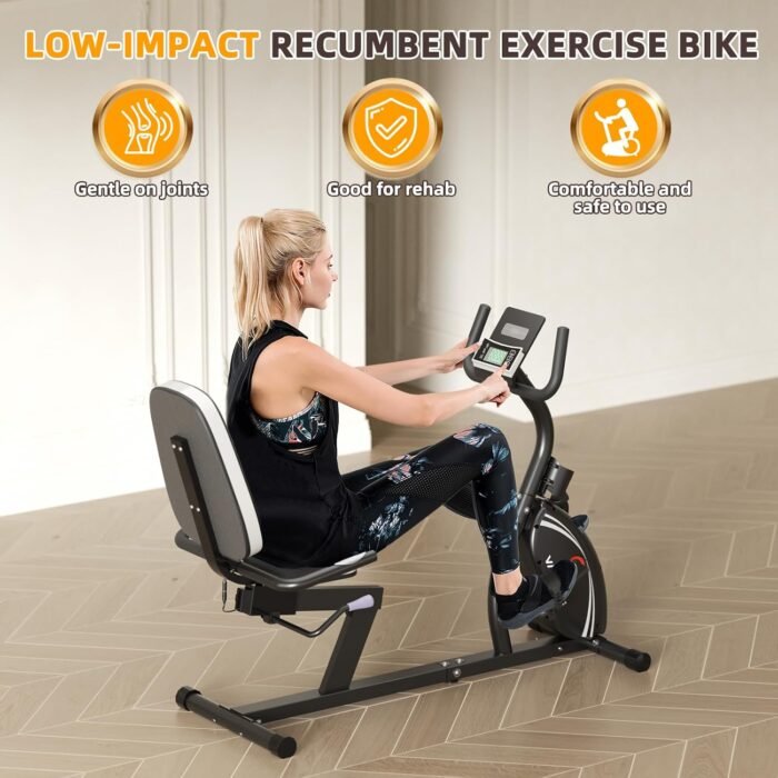 VANSWE Recumbent Exercise Bike for Adults Seniors - Recumbent Bikes for Home with Magnetic Resistance, Bluetooth and App Connectivity, Pulse Sensor - Image 7