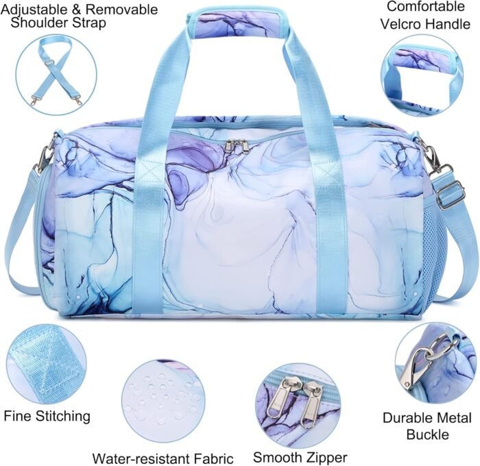 Sports Duffel for Girls Dance Bag Girls Duffle Weekender Bags Teen Gym Travel Ballet Bag with Shoe Compartments - Image 5