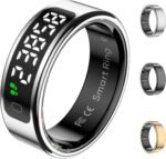 Smart Ring Health Tracker with Display Screen, Sleep Tracker with Heart Rate, Fitness Ring Step Tracker for Activity Monitoring/Steps/Calories,Wireless Charging, for iOS Android (Silver,12#) - Image 2