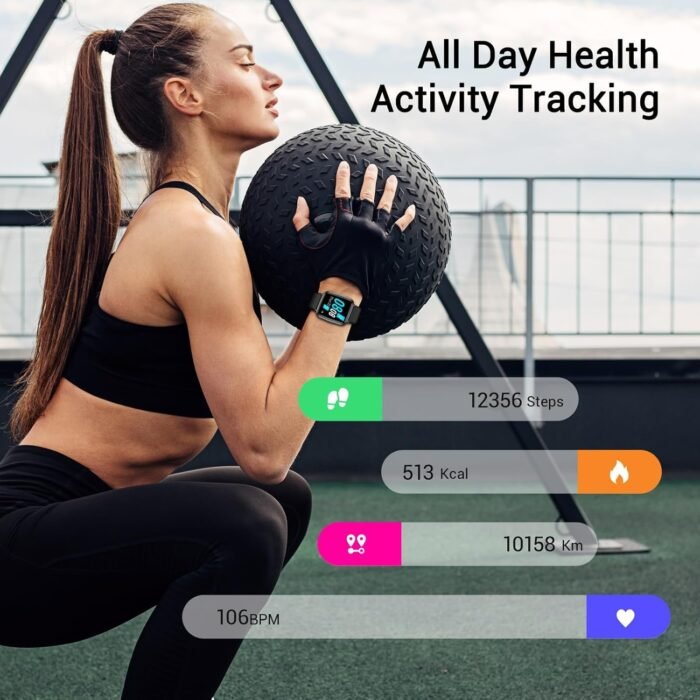 Smart Watch, Touchscreen Fitness Tracker with Heart Rate, Sleep Tracking, IP68 Waterproof Pedometer Smartwatch Compatible with iPhone and Android Phones for Women Men - Image 3