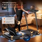 Treadmill with Handles, Portable Small Treadmills for Home and Office, 3.0HP Folding Walking Pad with 300 lbs Capacity, Cup Holder, LED Display and 12 Preset Programs - Image 7