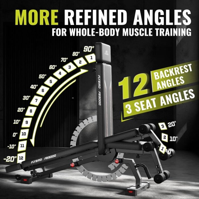 FLYBIRD Strength Training Bench for Home Gym, Adjustable Weight Bench can be Folded for Storage/Vertical Storage, Space-Saving Workout Bench - Image 4