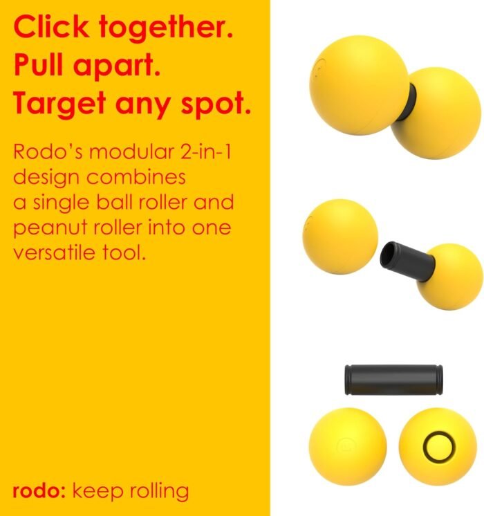 Rodo 2-in-1 Soft Peanut & Lacrosse Ball Roller | Deep Tissue Massage Tool for Fascia, Plantar Fasciitis, HIPS & Back | Mobility & Recovery Roller | Compact, Travel-Friendly, Pilates, Therapy Ready - Image 3