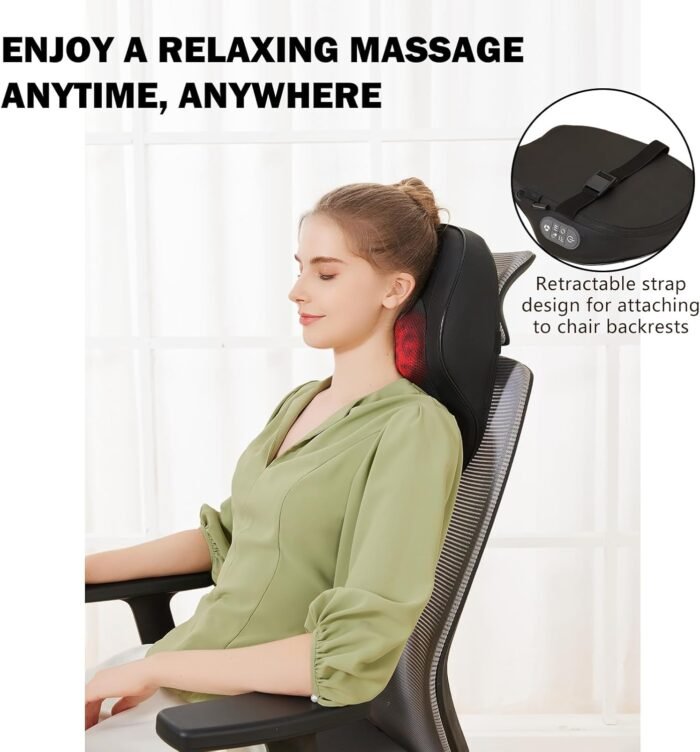 Rechargeable Back and Neck Massager with Heat,U6 New Upgrade Back Massager for Pain Relief Deep Tissue,4D Massage Heads,20 Massage Contacts for Neck,Shoulder,Legs,Foot,Gifts for Women Men - Image 6
