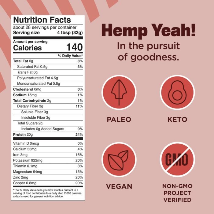 Manitoba Harvest Hemp Yeah Organic Max Protein Powder, Unsweetened, 32oz, with 20g Protein and 4.5g Omegas 3&6 per Serving, Keto-Friendly, Preservative Free, Non-GMO, Packaging May Vary - Image 8