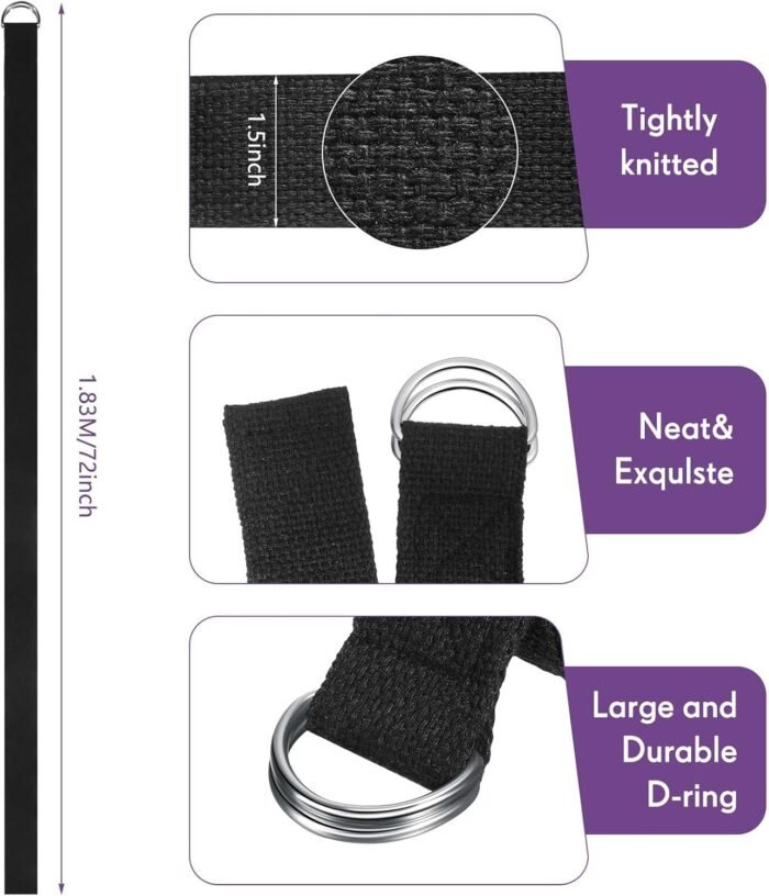 Jerify 10 Pcs Yoga Strap for Stretching Bulk 6ft Exercise Stretch Band with Metal D Ring Adjustable Pilates Non Elastic Yoga Stretch Belt for Women Men Physical Fitness Gym Workout Dance - Image 6