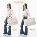 ETRONIK Weekender Overnight Bags for Women, Large Travel Duffle Bags with Shoe Compartment & Wet Pocket, Carry On Tote Bag Gym Duffel Bag with Toiletry Bags for Hospital 3 Pcs Set, Large Size, Beige - Image 9