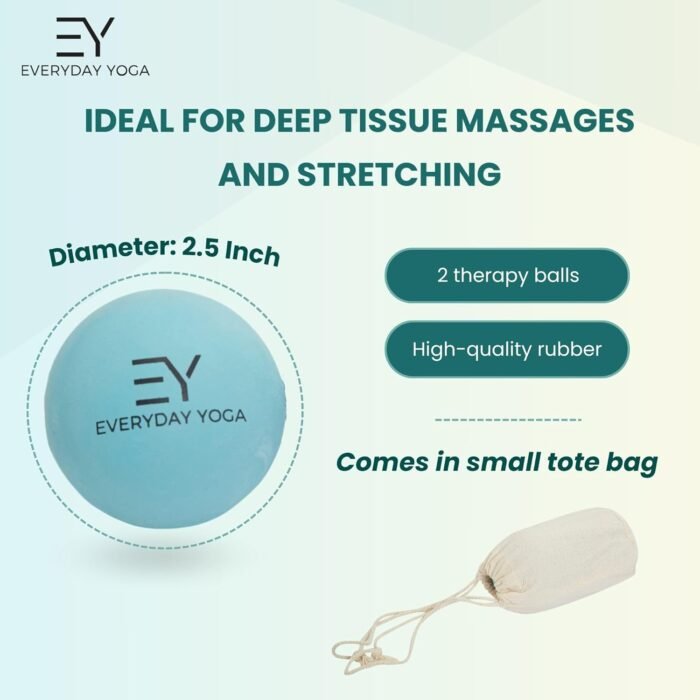 Everyday Yoga Therapy Massage Ball - Instant Muscle Pain Relief for Trigger Point Therapy, Deep Tissue Pressure, and Myofascial Release - Aqua - Image 3