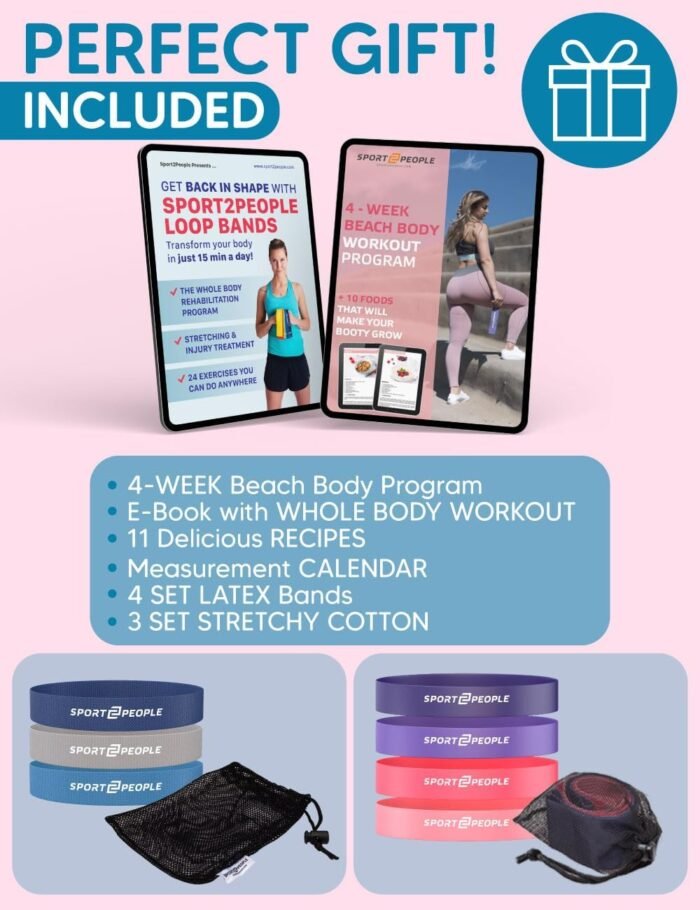 Booty and Resistance Bands for Workouts & Physical Therapy - Stretch Bands for Exercise with 2 Workout E-Books & Recipes Included - Image 7