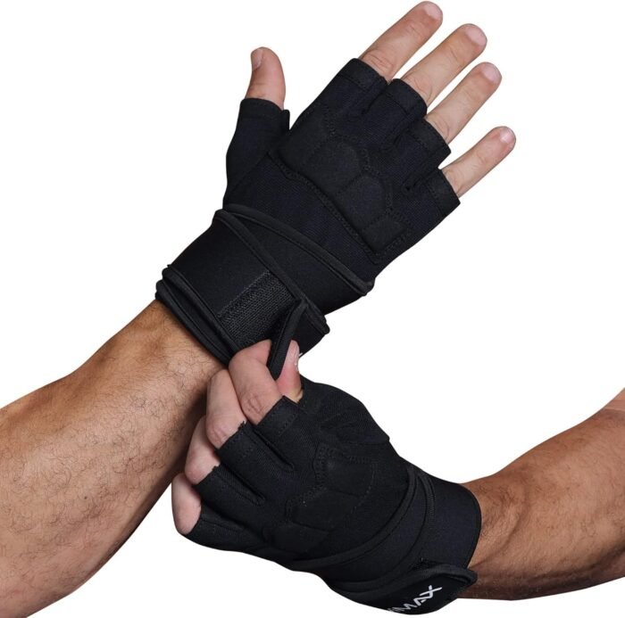Workout Gloves for Men and Women Gym Weight Lifting Padded Gloves with Wrist Wrap Support, Full Palm Protection & Silicone Grip, Cross Training, Fitness, Pull-up - Image 2