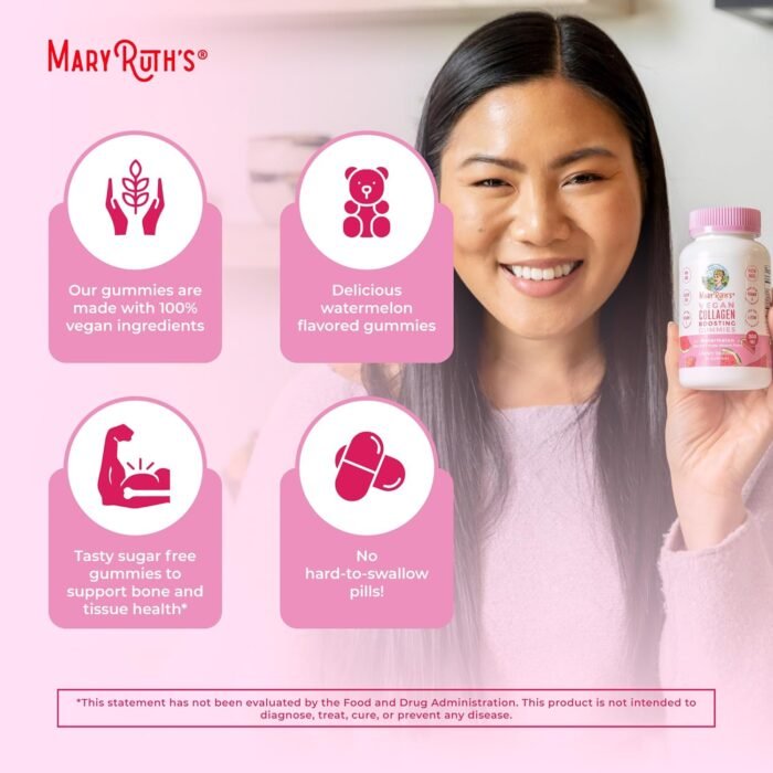 MaryRuth Organics Vegan Collagen for Women & Men, Collagen Boosting Gummies, Skin Care, Lysine, Vitamin C, Vitamin A, Amla, Supplement for Hair & Skin, Vegan, Non-GMO, Gluten Free, 90 Servings - Image 7