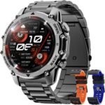 Hwagol Smart Watch Gifts for Dad(Calls/Answer),1.52'' Military Smart Watches for Men for Android iPhone,100+ Sport Modes/Heart Rate/Sleep Monitor Fitness Tracker,Two Accessories and Three Bands Kits - Image 2