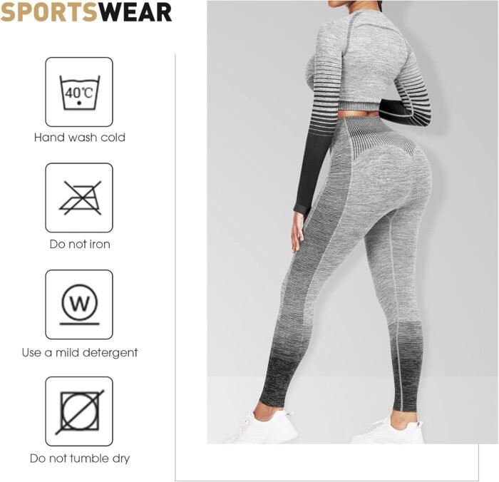 JOYMODE Workout Sets for Women 2 Piece High Waist Seamless Leggings and Crop Top Yoga Outfit - Image 6