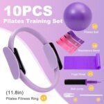 Pilates Ring Fitness Circles Set, High Resistance Yoga Ring Pilates Equipment Set for Women Includes Pilates Ring, 9 Inch Small Exercise Ball, 5 Resistance Bands at Home Pilates Workout Set - Image 5
