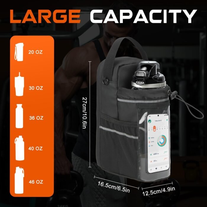 Magnetic Gym Bag for Men and Women, Magnetic Water Bottle Holder with Touch-screenable Clear Phone Pocket, Portable Sling Gym Bags, Crossbody Pouch for Gym Sports Travel Workout Bag, Gym Accessories - Image 7