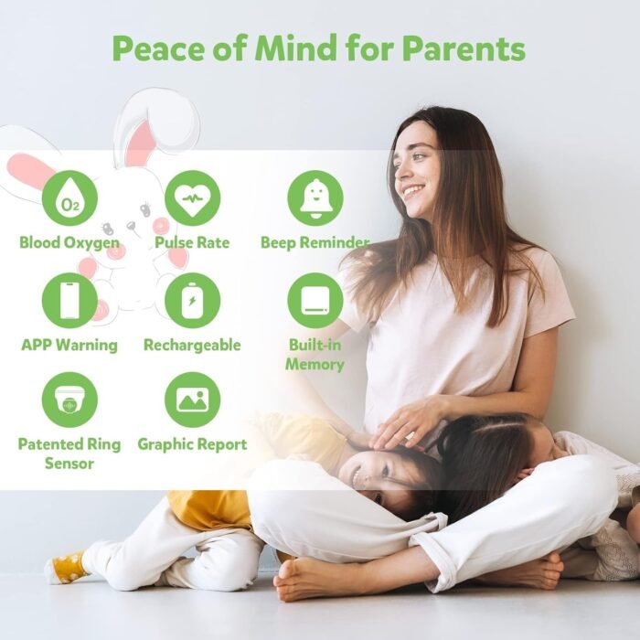Children Pulse Oximeter KidsO2 Ring, Continuous Kids O2 Sat Monitor Finger for Oxygen with Audible Reminder, Rechargeable Pulse Ox Tracking Child's Blood Oxygen Saturation & Pulse Rate for 3~10 Years Old Kids, with App & PC Chart Report - Image 3