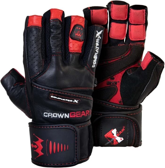 Weightlifting Gloves for Gym Fitness Crossfit Bodybuilding - Workout Gloves for Men & Women - Dominator Leather Crossfit Cross Training Gloves Wrist Strap Wrap - Best Weight Lifting Gloves with Wrist Support for Heavy Lifting - 1 Year Replacement Warranty - Image 2